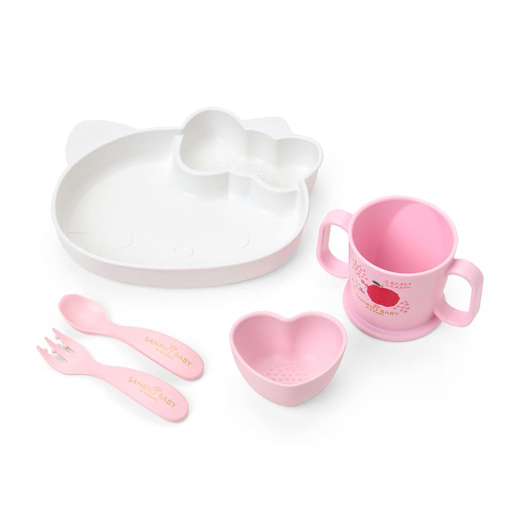 Sanrio Baby Baby Tableware Set Hello Kitty 5 Piece Set Lunch Plate Small Bowl Two Handed Mug Spoon Fork Baby Children Baby Gift Present 565890