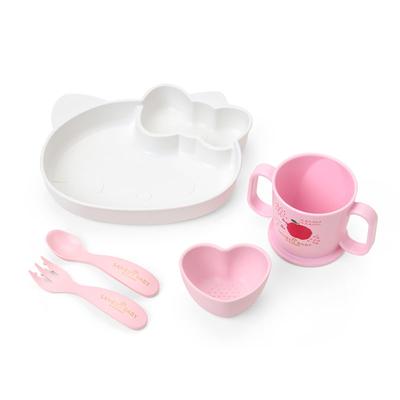 Набор столовых приборов для малышей Hello Kitty, набор из 5 предметов, обеденная тарелка, маленькая миска, кружка с двумя ручками, ложка, вилка, детский подарок для малышей 565890