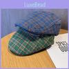 Pattern Vintage Checkered Beret Hat With Breathable Cotton For Women Fashion