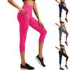 Women's Solid Color Elastic High Waist And Hip Lifting Tight Capris