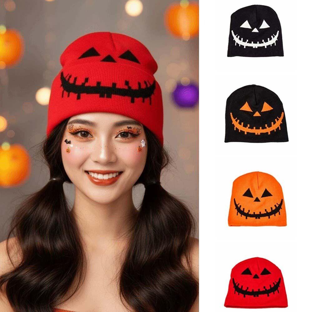 Pumpkin Orange Halloween Knitted Cap Knitted Fabric Hip Hop Skullcap Daily Commute