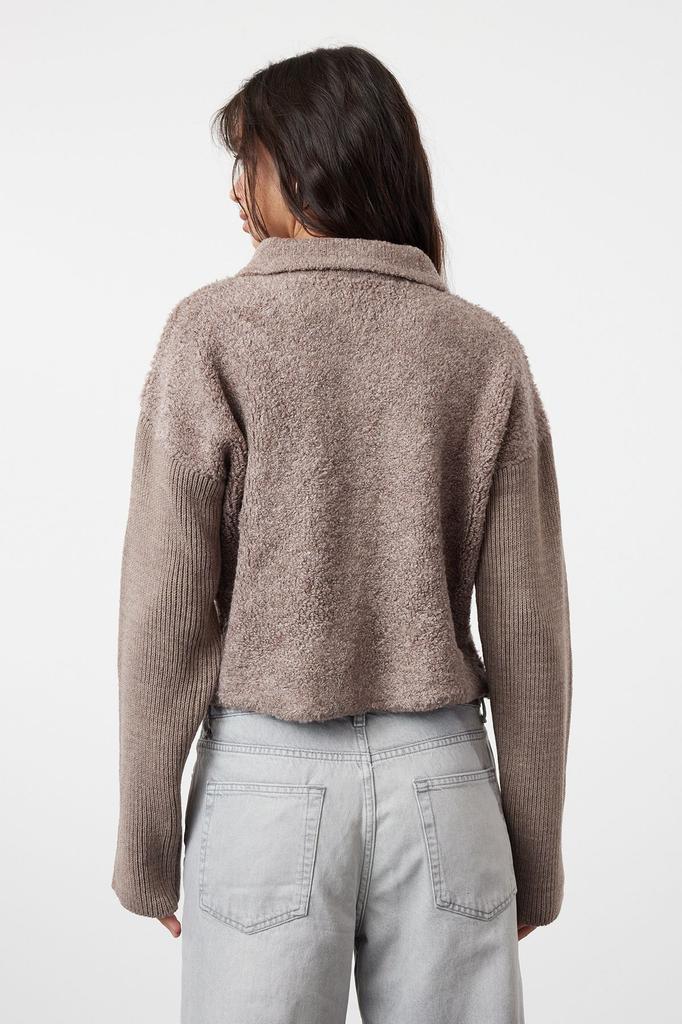 Женский модный стильный кардиган, норковый кардиган оверсайз, широкий крой, пальто с воротником-поло из букле, трикотаж, кардиган