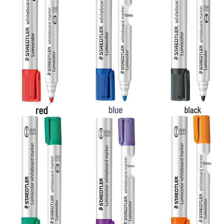 Staedtler Erasable Nontoxic Bold Tip Color Markers – Red, Blue, Black, Orange, Green, Purple (for Kids, Whiteboard Use)