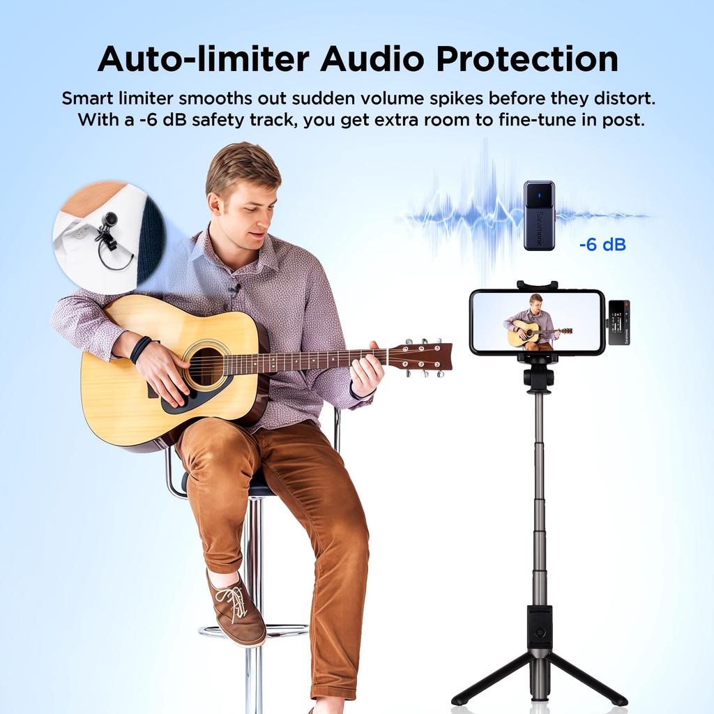 Saramonic Air Wireless Lapel Microphone System with 300m Dual Bass EQ Auto and Noise Cancellation for and Includes Two Wired Lapel Microphones