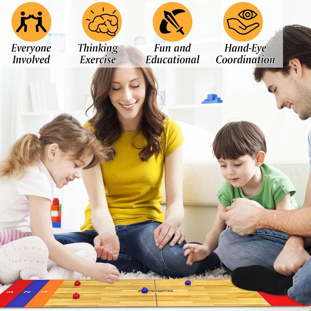 Tabletop Board Game Set, Shuffleboard Table Top Games, Shuffleboard Bowling Curling Cornhole Ga Ideal for Multiple Scenarios