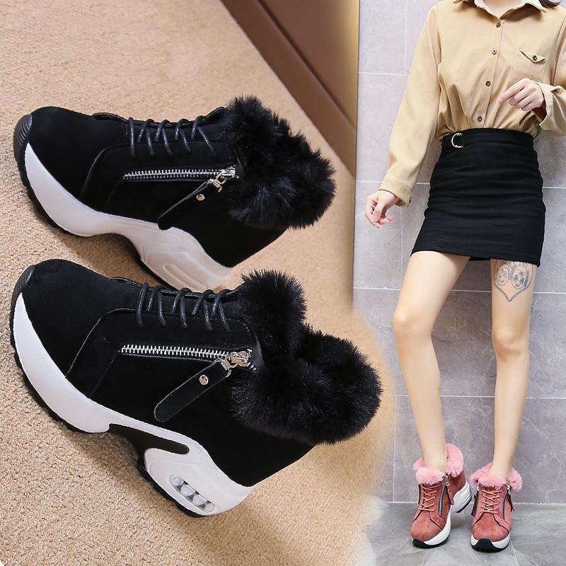 Мода 2024 года. Женские туфли на высоком каблуке. Мягкие теплые зимние кроссовки. Повседневная женская повседневная обувь с боковой молнией.