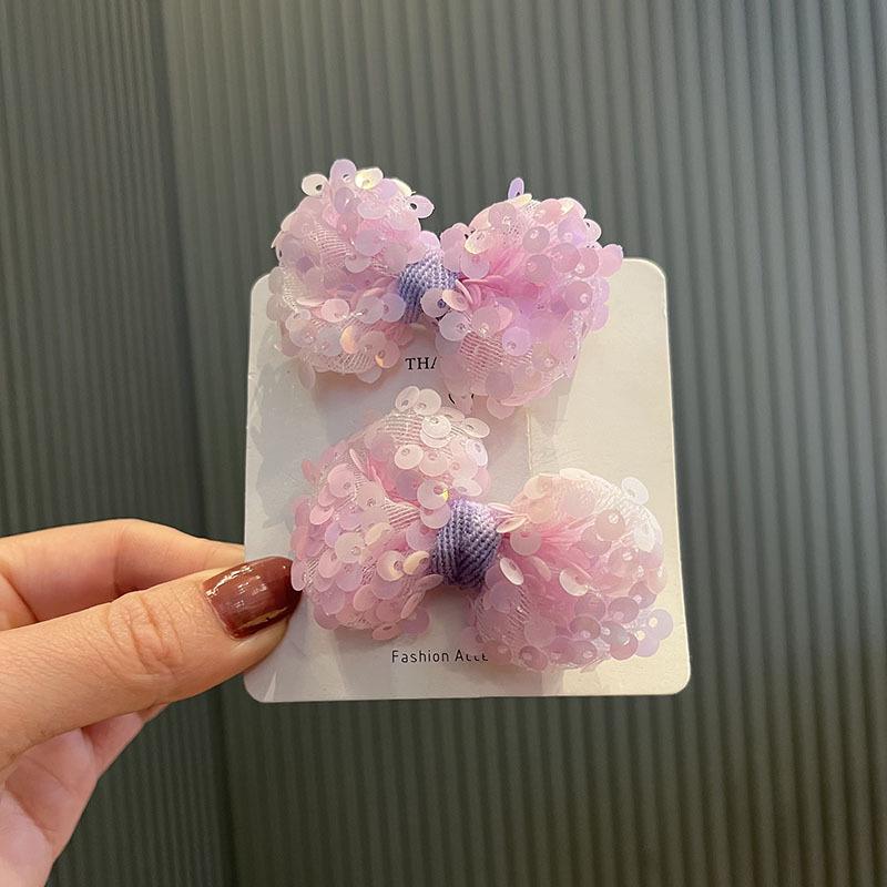 Sequin Bow Snap Hair Clips – Candy Color Princess Hairpins for Kids