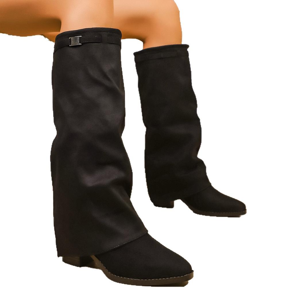 Ботильоны-чулки на толстом высоком каблуке большого размера для женщин, новые высокие сапоги для осени и зимы 2025, модные сапоги для женщин