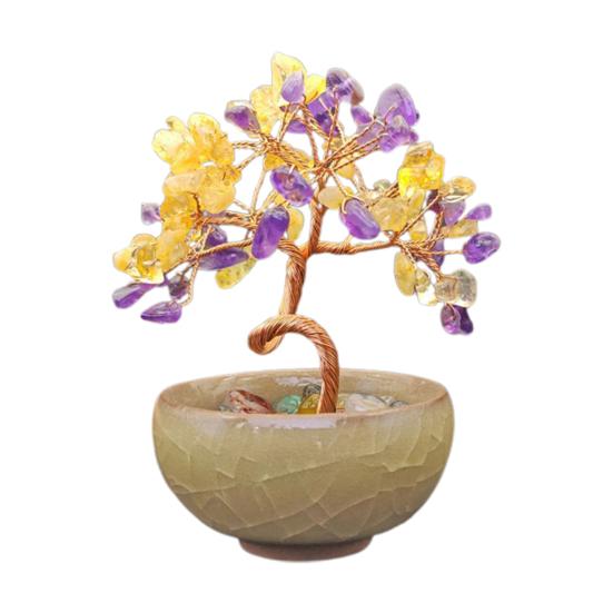 Хрустальное дерево ручной работы, целебное хрустальное украшение, домашний декор, настольное хрустальное дерево в горшке для удачи, позитивной энергии, богатства, исцеления Рейки