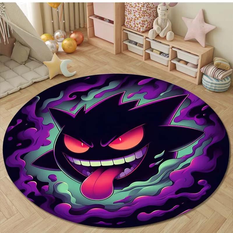 1 шт. Японские игры P-Pokemon G-Gengar Принт Круглый Ковер Коврик для Гостиной Спальни Ковер Фланелевый Нескользящий Ковер Подарок Potdemiel