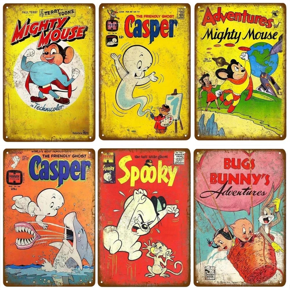 Винтажные металлические знаки с изображением мыши из комиксов, вывески, плакаты, пабы, металлические таблички, ретро-детские комнаты, домашняя спальня, гостиная, настенное искусство, декор