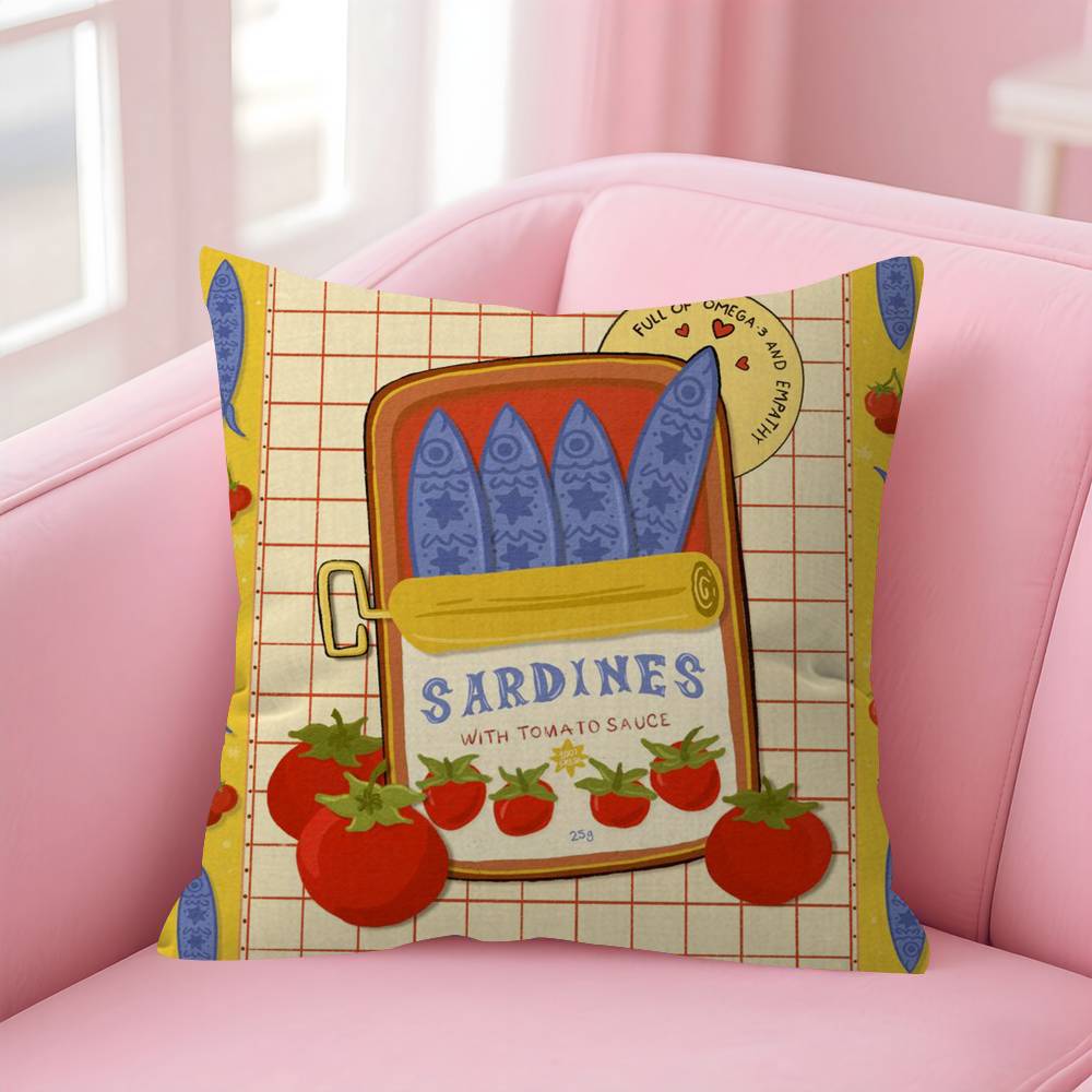 Anime Sardines Art Pillow Cushion Cover Pillowcase Living Room Sofa Home Decor Customized