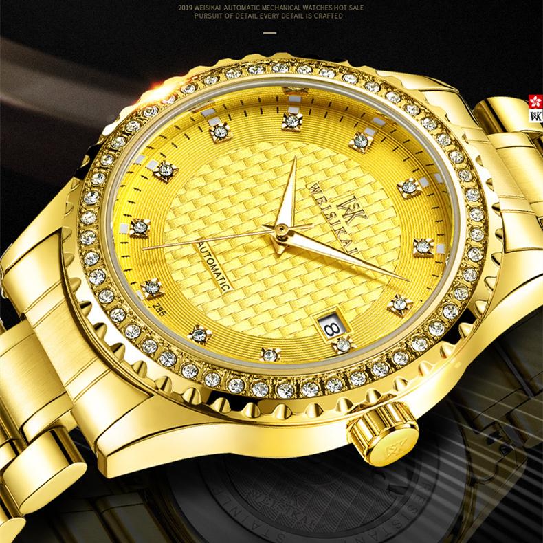 WEISIKAI Новые роскошные мужские часы высшего бренда с коробкой, мужские водонепроницаемые часы, мужские механические часы