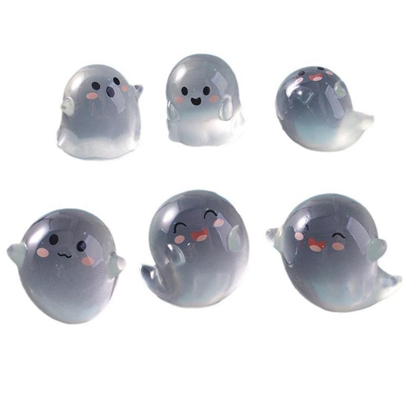 ABJI-Party Gift Decor 6 PCP Luminous Mini Figures Halloween Ghost Devil Ornaments Home Horror Props