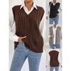 Women's Knitted Cardigan Autumn Winter Women's Casual Outerwear Vest Braided Knitted Sweater Vest