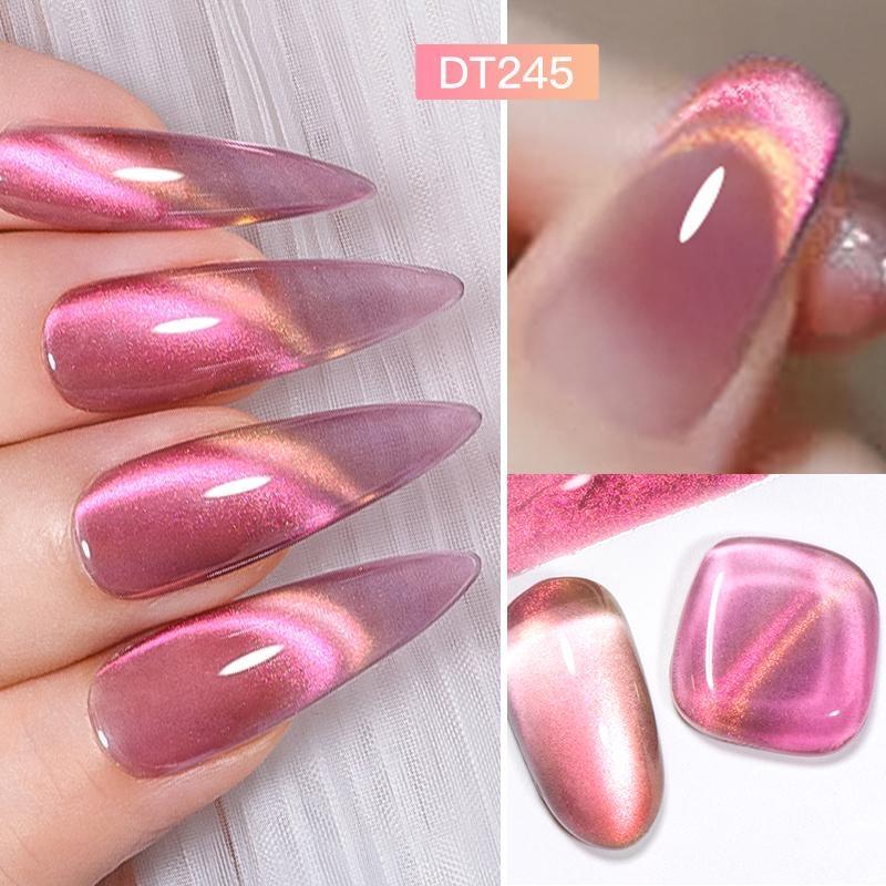MEET ACROSS 7ml Glass Cat Eye Magnetic Gel Glitter Colorful Laser Gel Nail Polish Semi Permanent Shiny Varnish UV Gel for Nail Art Design