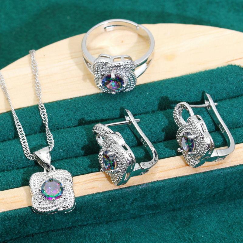 Европа и Соединенные Штаты горячий циркон браслет ожерелье серьги открытое кольцо комплект ювелирных изделий