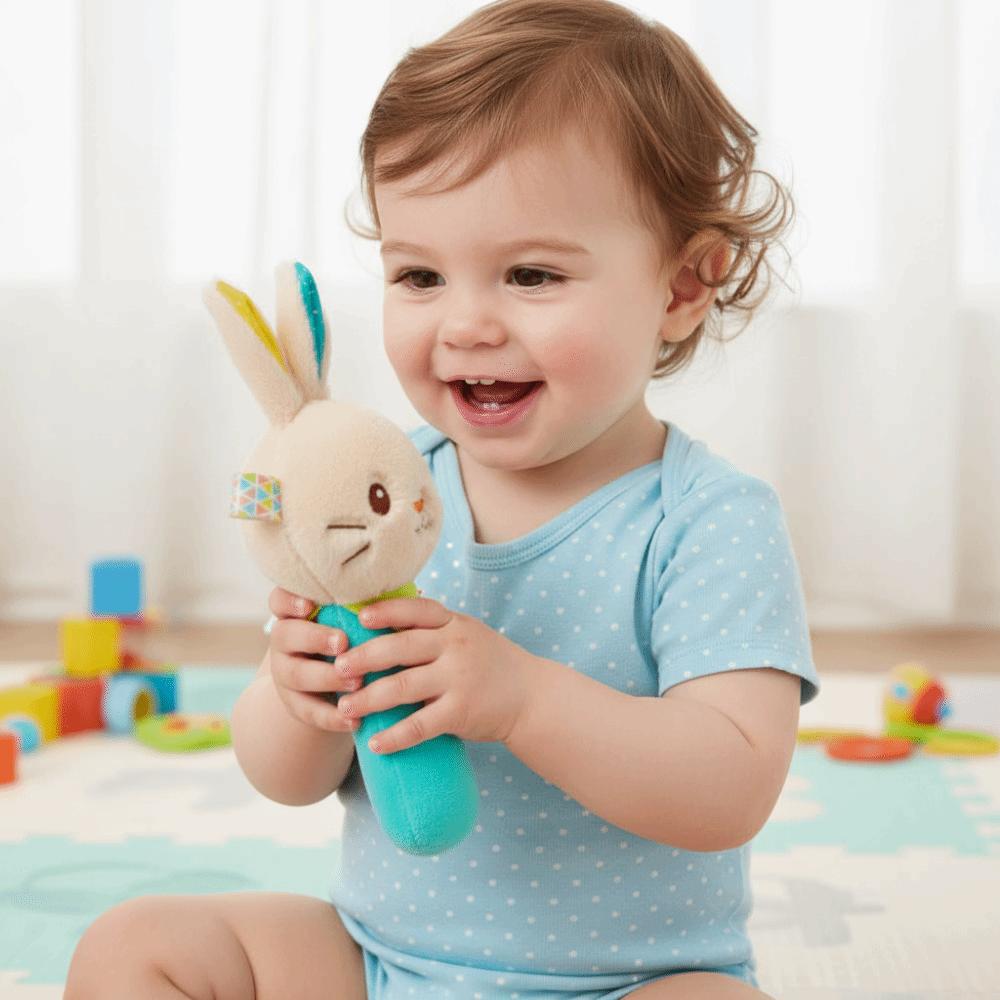 Squeaky Sound Soft Stuffed Animal Rattle Soft Plush Sensory Toys Baby Rattles Newborn Development