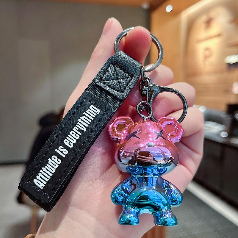 Стильный градиентный медведь кукла автомобиль брелок украшение