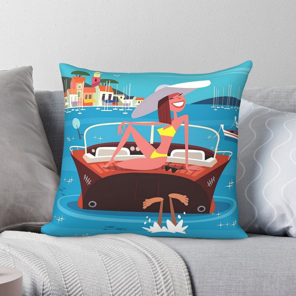 St Tropez France Square Pillowcase Polyester Linen Velvet Creative Decor Throw Pillow Case Sofa Seater Cushion Cover Wholesale