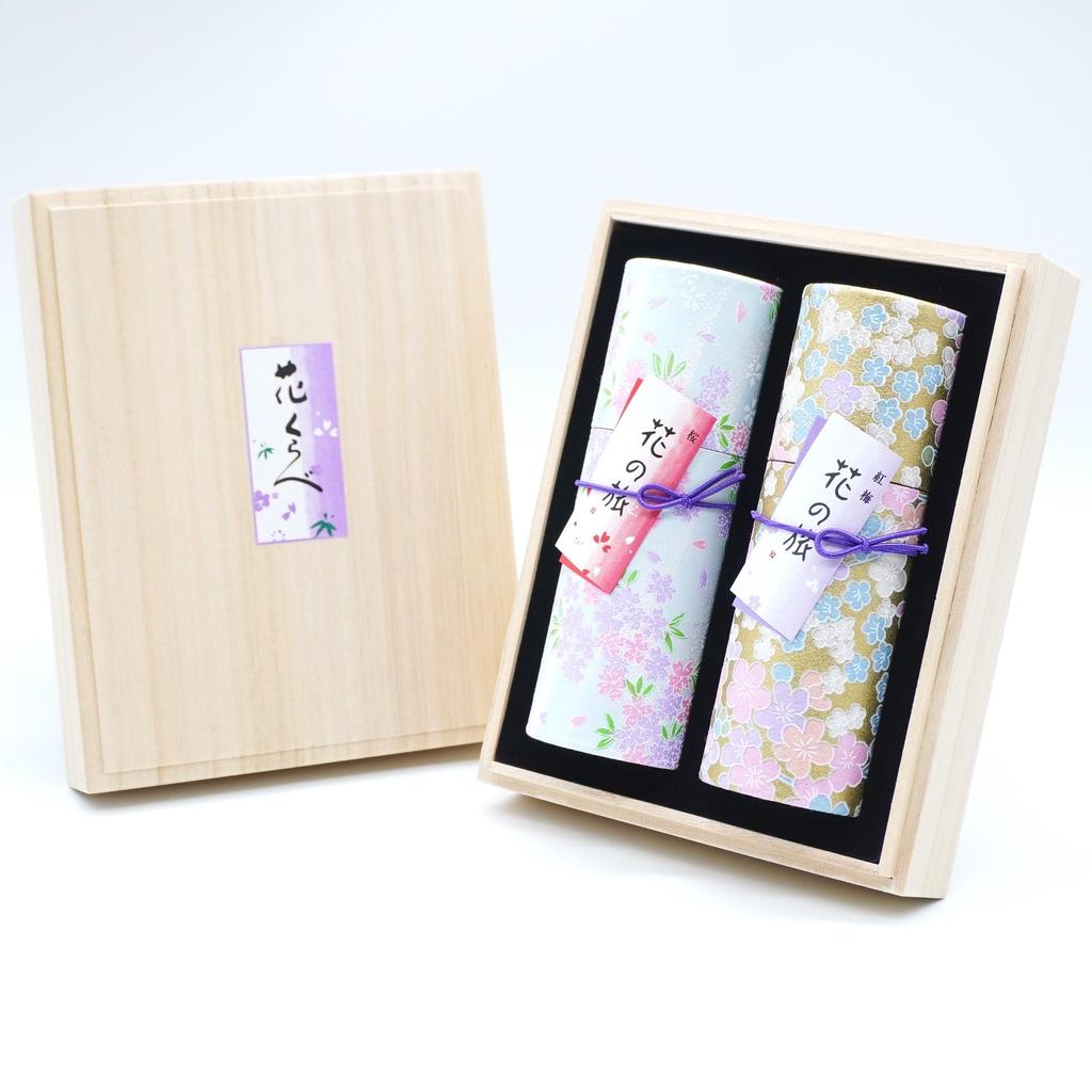 Hanakurabe Two Kinds of Red Plum and Cherry Blossom In a Paulownia Low Incense Incense Stick Packaging and Noshi with Gift Incense Sticks for Gifts