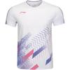 Li Ning Comfortable Casual Simple Pullover Short Sleeve Badminton Shirt Unisex Tops Standard-White AAYV043-2