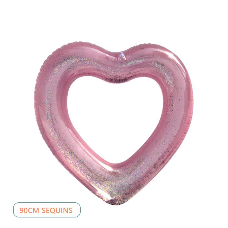 Надувной плавательный круг в форме сердца с блестками, летний плавательный круг для бассейна, утолщенная плавательная трубка для взрослых, поплавок