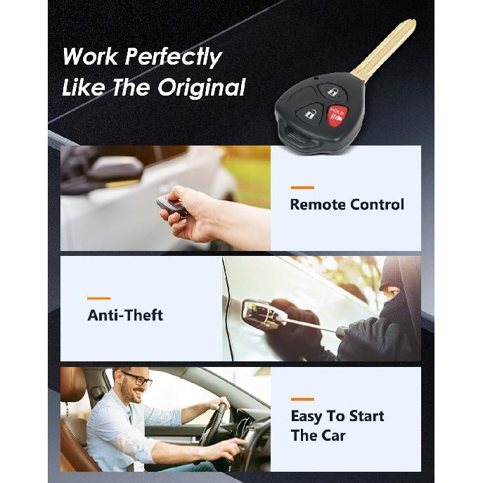 OCPTY 1 X Flip Key Entry Remote Control Key Fob Transmitter Replacement for 05-13 for Scion for Toyota tC Yaris 1.5L 2.4L 3 Buttons,2006 for Scion tC