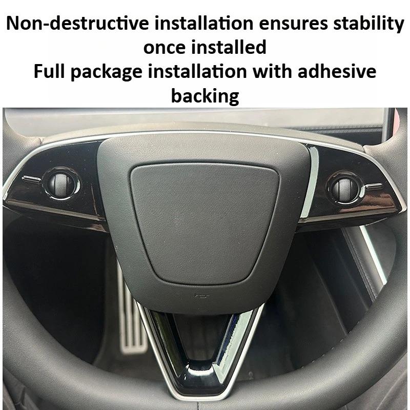 DQMN8 For Tesla Model 3 Highland Model Y Juniper 2025 Steering Wheel Button Sticker Protective Cover Patch Interior Car Accessories