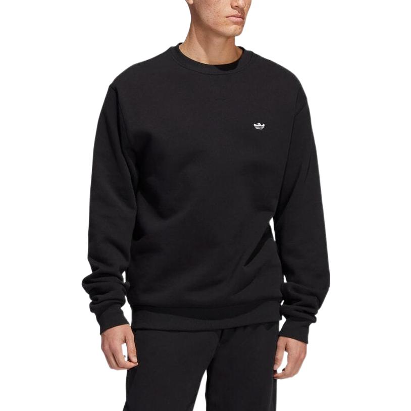 Adidas Оригинальный свитшот с круглым вырезом и вышитым логотипом в виде трилистника, топы унисекс, черный HK9868