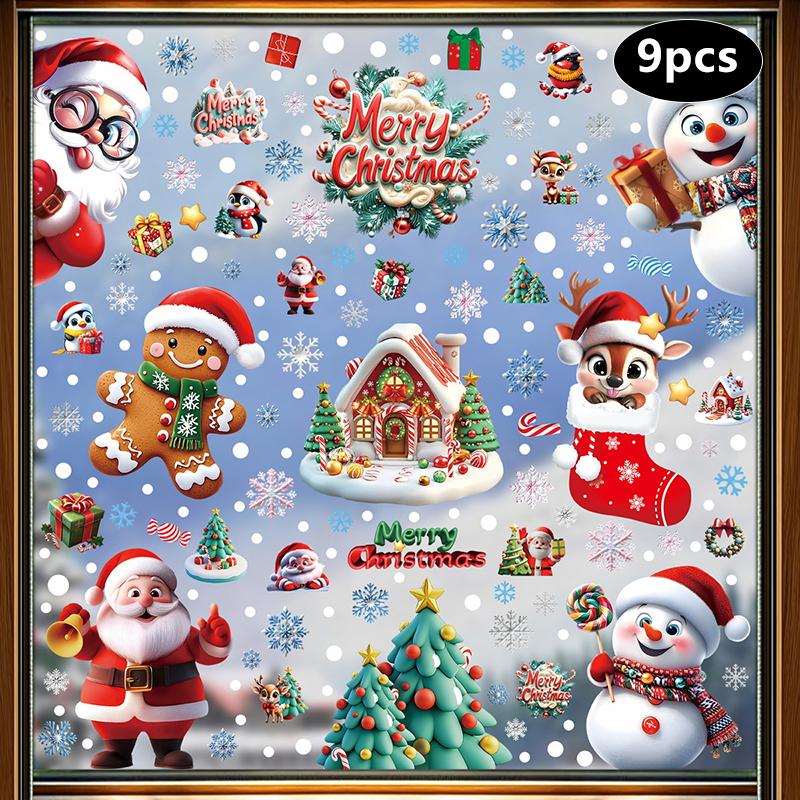 Creative Christmas Decorations, Electrostatic Stickers, Shop Window Decorations, Christmas Decorative Glass Stickers
