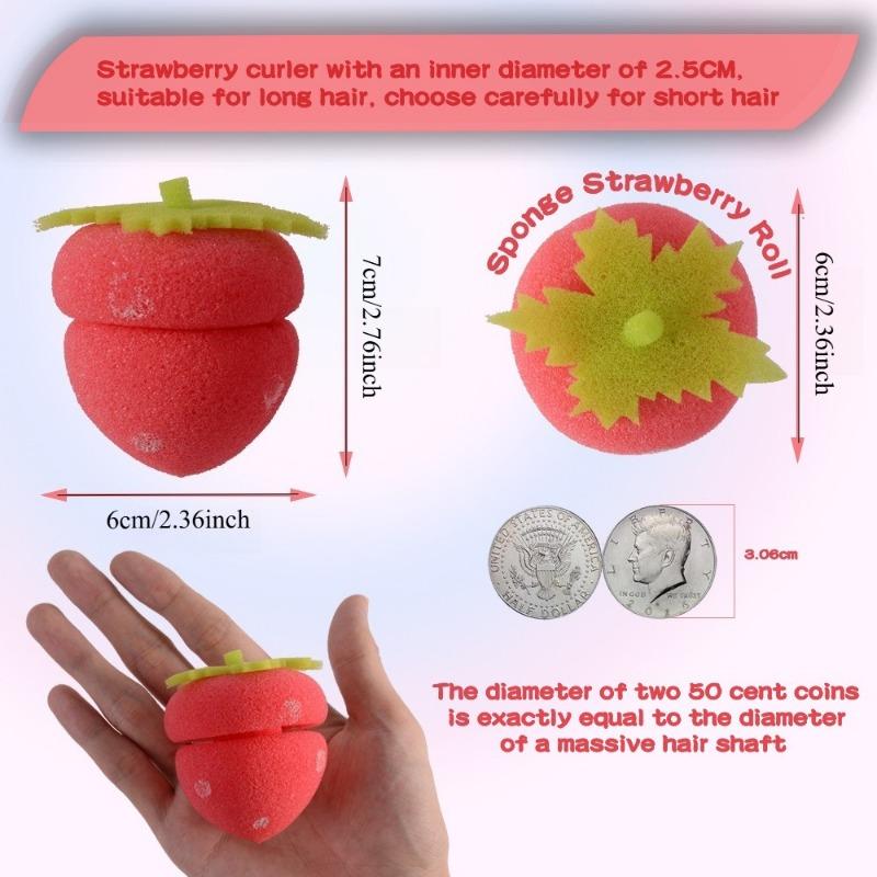 6PCS Lazy Sleeping Curly Hair Sponge Ball Hair Curl, Strawberry Type Does Not Hurt Soft Hair Curler