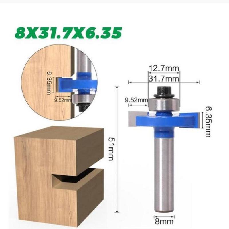1 шт., 8 мм, хвостовик Т-типа, подшипники, фреза для дерева, промышленный класс, шероховатая бита, деревообрабатывающий инструмент, фрезы для дерева