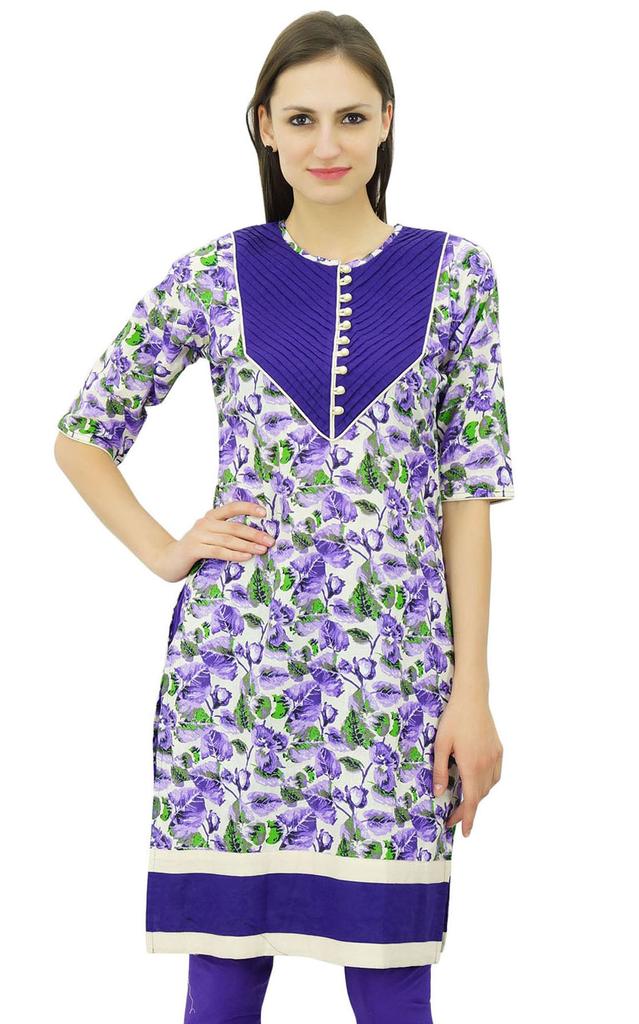 Bimba Ladies Cotton Kurta Floral Kurti Classic Casual Indian Short Tunic