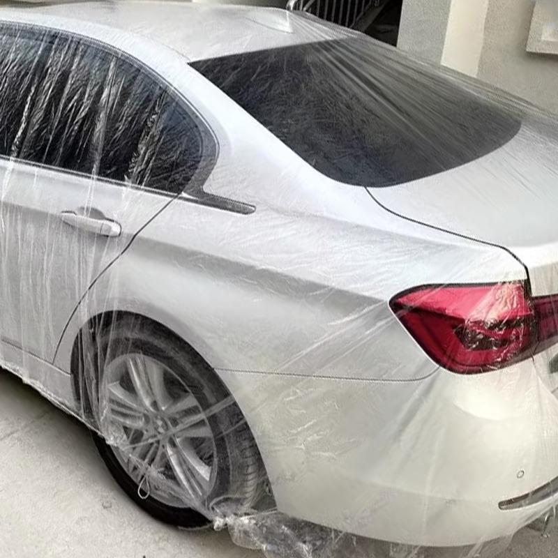 Disposable Transparent Car Cover Universal Thickened PE Film Car Rainproof Dust Prevention Cover Automatic Exterior Accessories