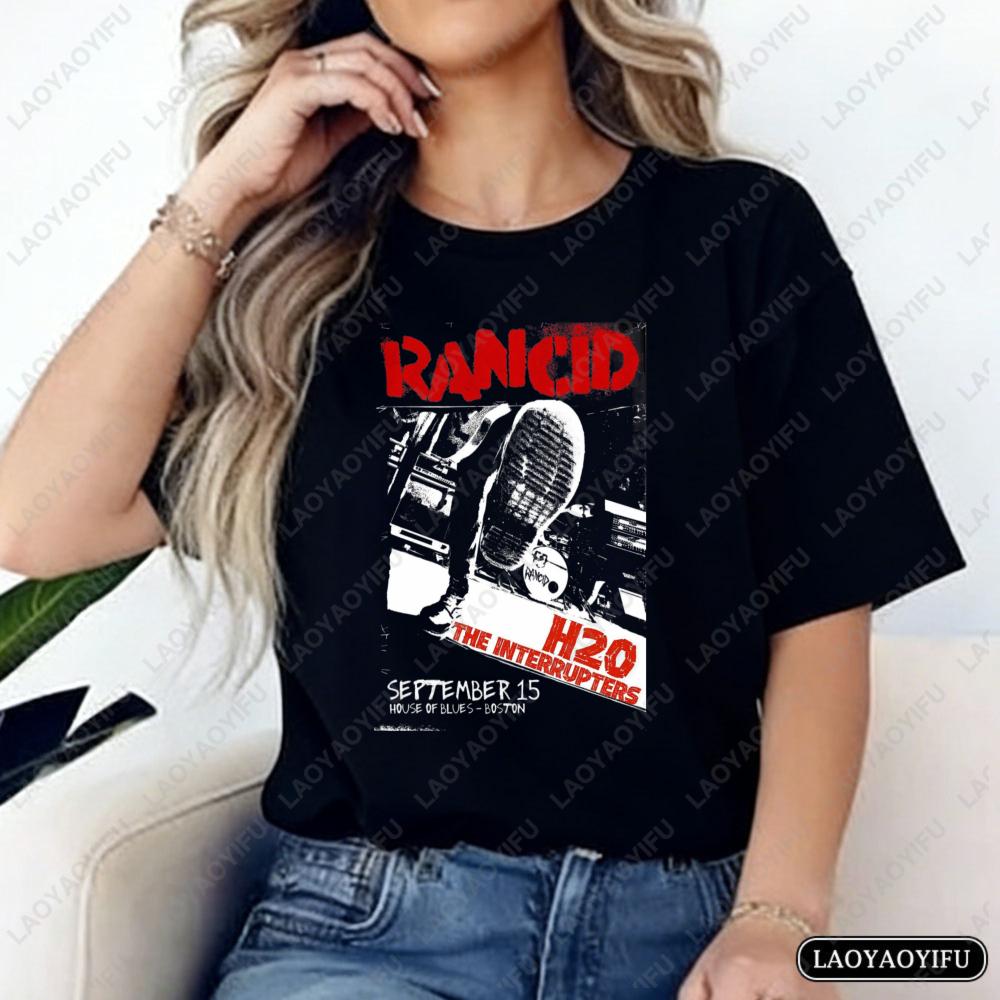 Rancid H2O The Interrupters Band Logo Print Casual Streetwear Unisex Cotton TShirt Summer Trendy Cool Y2k Tops for Women Unisex
