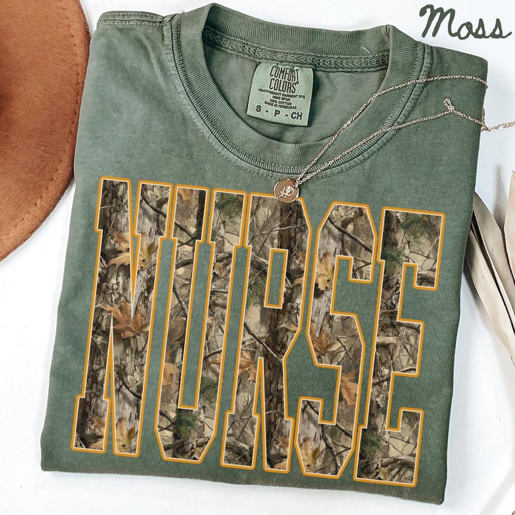 Camo Comfort Colors Nurse Shirt, RN T-Shirt for Women, Registered Nurse life Tee, Nurse Practitioner Graduation, Nursing Team Shirts