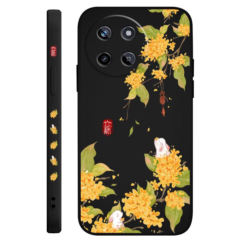 Osmanthus Rabbit Phone Case For OPPO Realme 12 11 10 9 9i 8 8i 7 Pro Plus C35 C21Y C25Y C25 4G 5G Liquid Silicone Cover