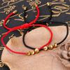 Buddhism Tibetan Copper Beads Bracelet Red Black Luck Rope Braided Bracelet & Bangles for Women Men Amulet Bracelet Jewelry