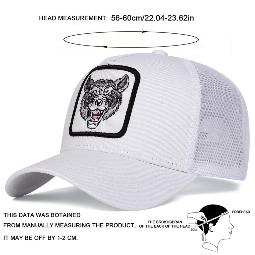 Spring and Summer Wolf Head Embroidery Breathable Hat Fashion Unisex Mesh Baseball Cap Sunscreen Hiking Hats Golf Caps