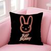 BBad BunnyY Singer Cushion Cover Natural Linen Pillow Case DoubleSided Print Decorative Sofa Pillowcase Home Decor Gift
