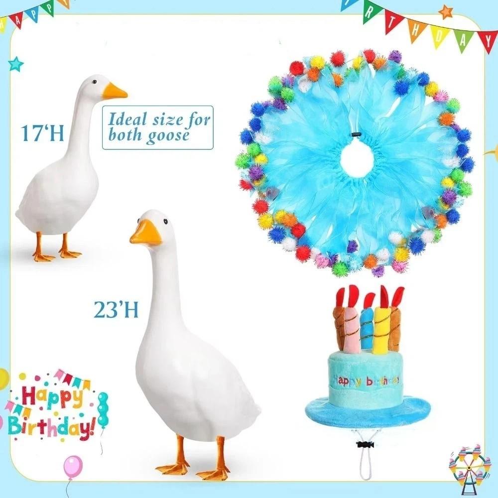 2Pcs/Set Hat and Tutu Collar Lawn Goose Clothes Colorful Pom-Pom Goose Clothes Farmhouse Style
