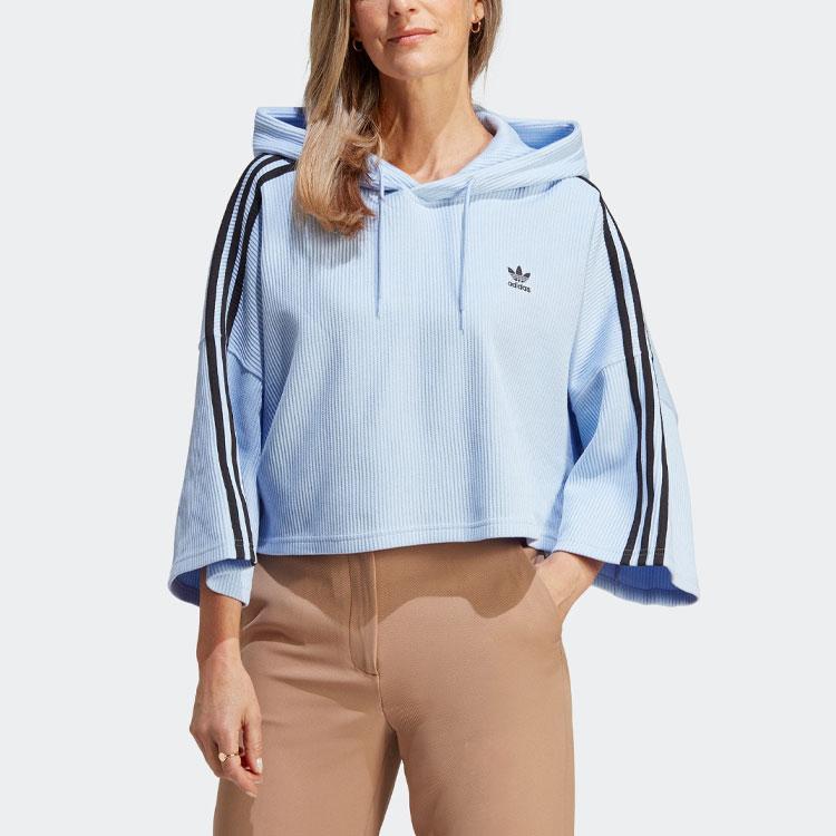 adidas Оригиналы КРОП-ХУДИ Свитшот Женский Светло-Розовый Синий IC5460