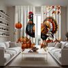 2 шт. HD Праздник урожая Петух Тыква декоративная занавеска Белый галстук цифровая печать занавеска Украшение дома стиль Украшенный