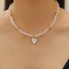 Sweet Cool Spicy Girl Style Hip Hop Imitation Zircon Crystal Heart Shaped Choker Necklace Pendant