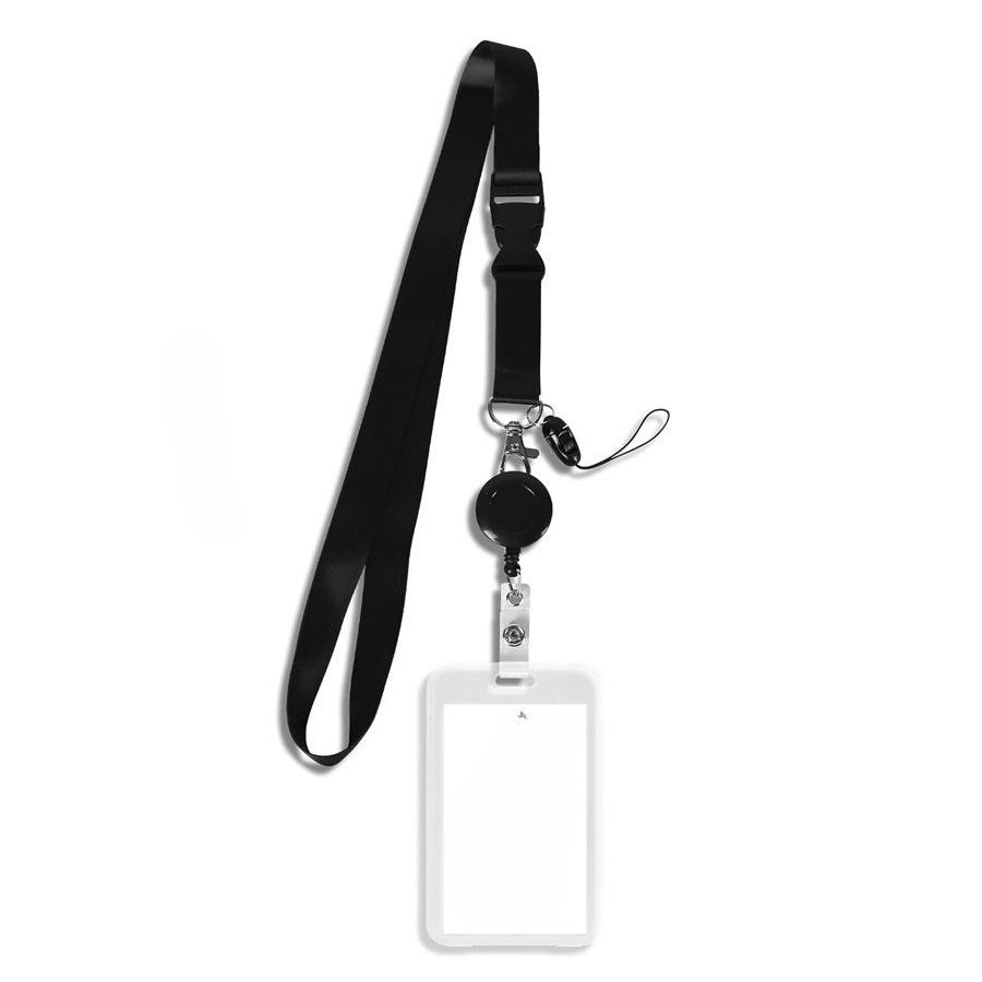 Retractable ID Card Holder with Neck Strap Long Lanyard for Women Men Office Worker Business Supplies