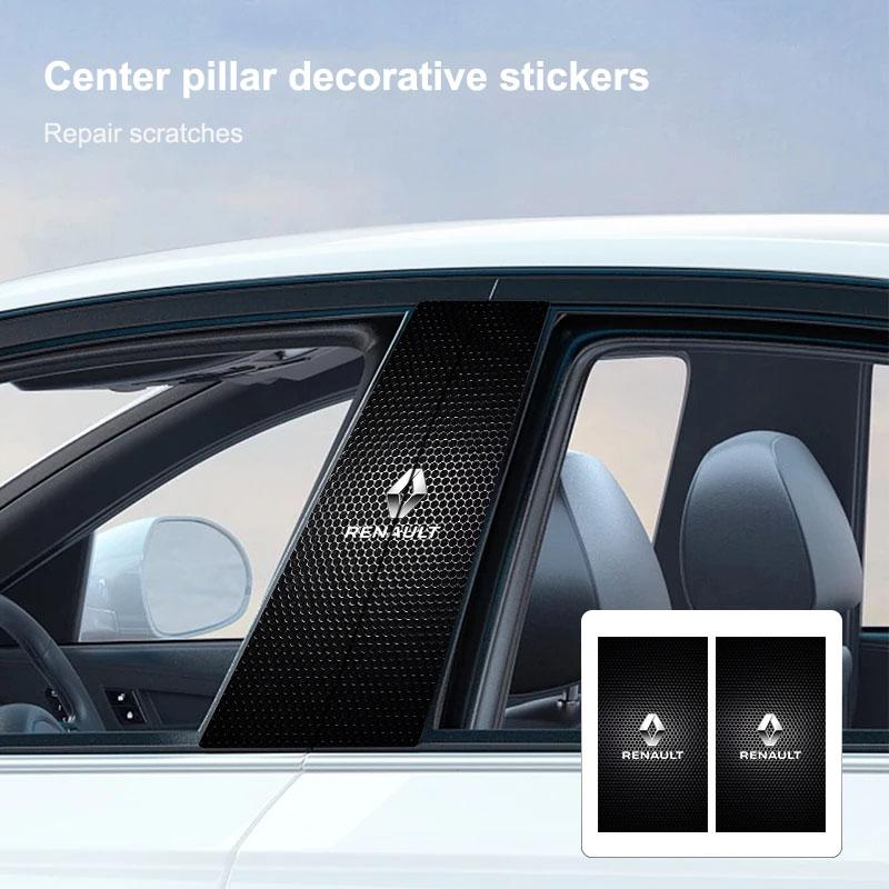 2Pcs Car Logo Center Pillar Protective Film Anti-scratch Sticker Decal For Renault Dacia Markers Koleos Clio Laguna 2 Megane 2 3 Duster Logan