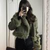 Women Faux Fur Leather Jacket Winter Coats with Design Wool Biker Outwear