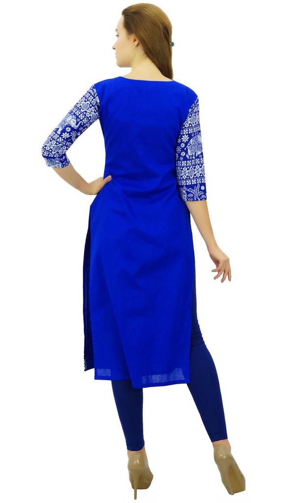 Phagun Женская хлопковая дизайнерская черная туника Kurta Ethnic с рукавами 3-4 Kurta-10