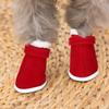 4 шт. Теплые рождественские тапочки из хлопка для домашних животных, нескользящие, с липучкой для собак и кошек, зимние сапоги